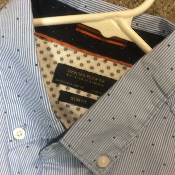 Denim and Flower Button Down Shirt - Picture 2 of 3